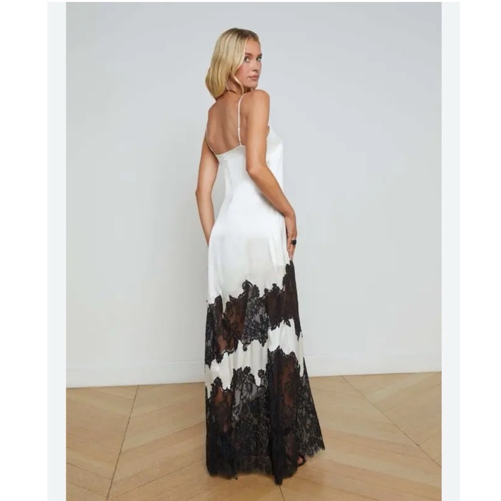 L’Agence Silvana Lace Inset Silk Gown White - Picture 5 of 13